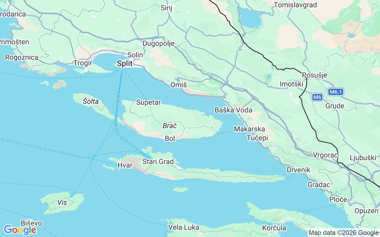 De locatie van RIB: Pučišća, Kroatië
