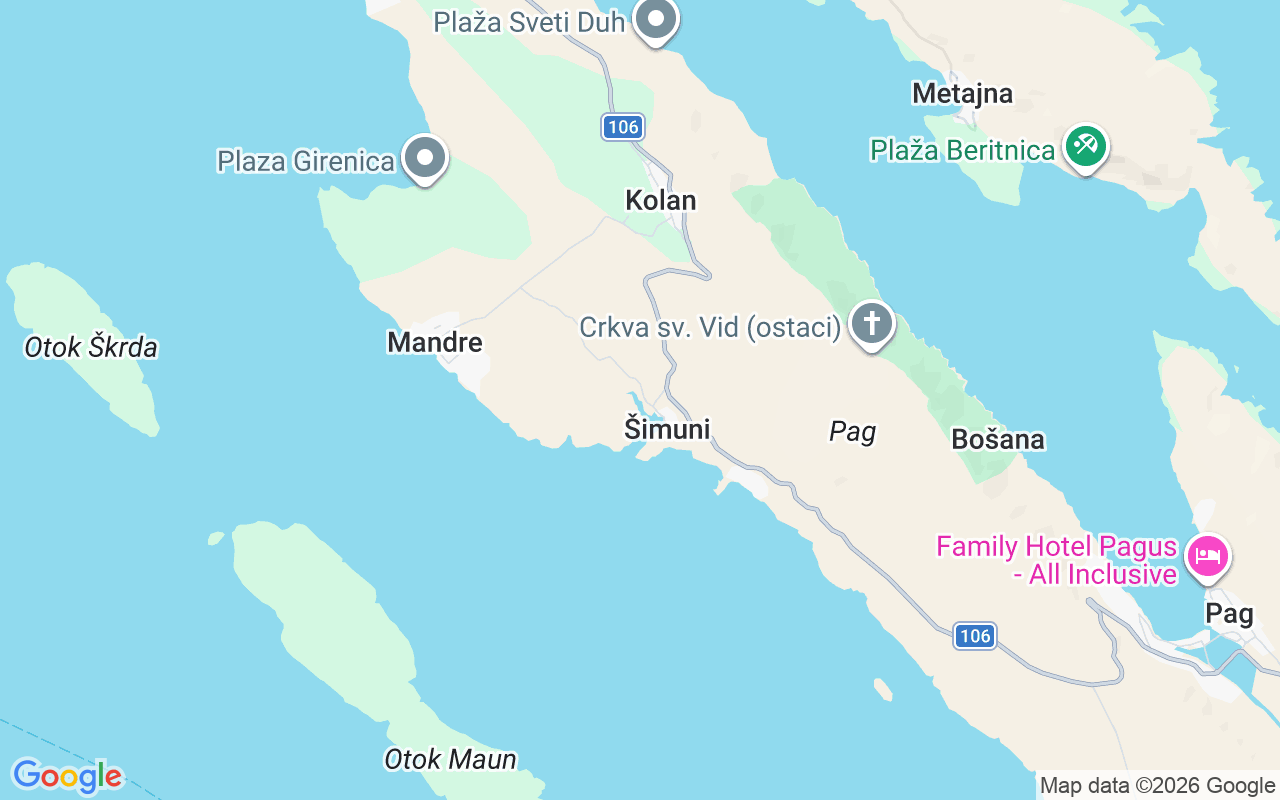 Plats för Motorbåt: Šimuni, Kroatien