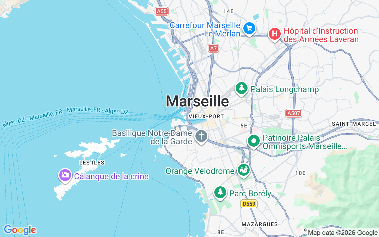 De locatie van RIB: Vieux Port, Marseille