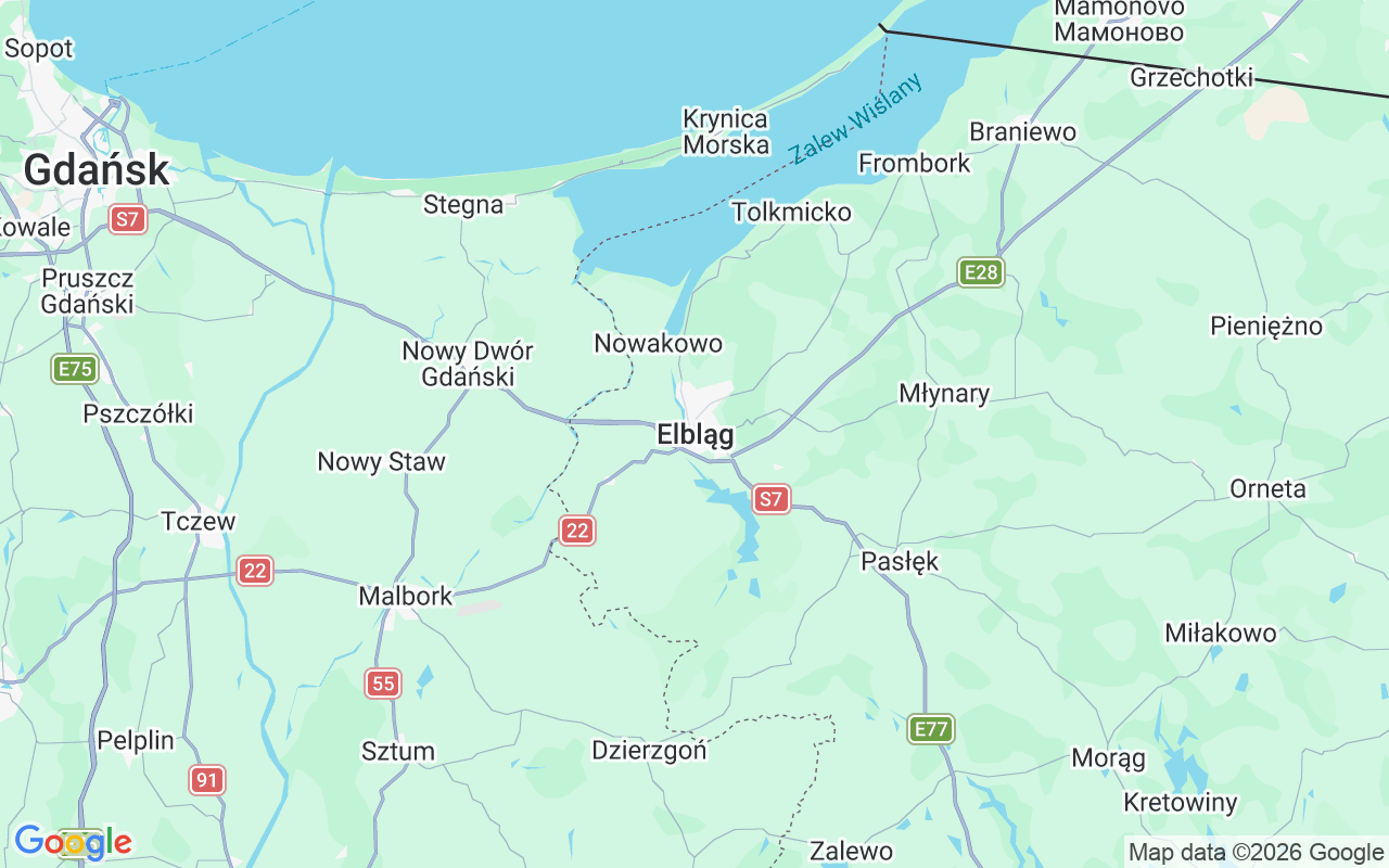 De locatie van Motorboot: Bryza, Elbląg