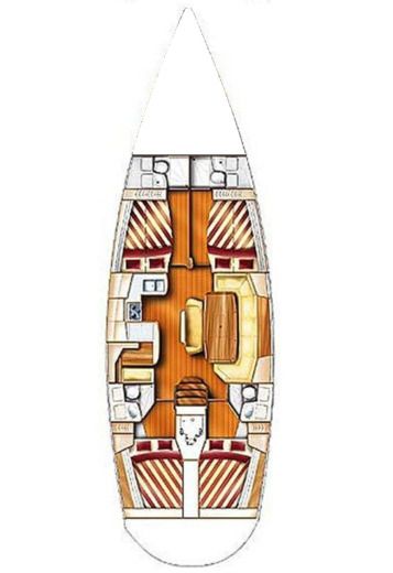 Sailboat Dufour Gib Sea 51 Plattegrond van de boot