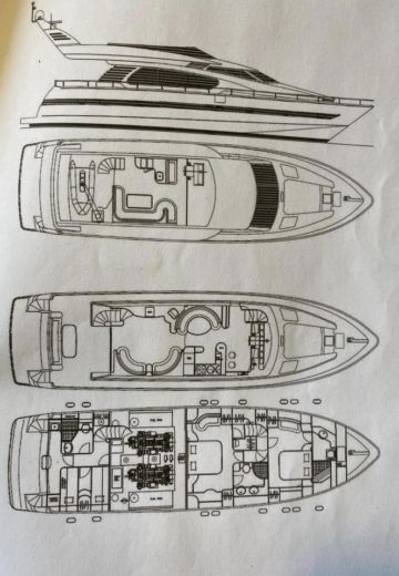 Motor Yacht Elegance / Horizon 70 Boot Grundriss