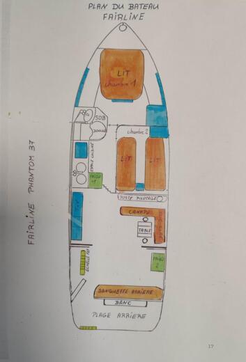 Motorboat Fairline Phantom37 Boat design plan