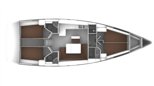 Sailboat Bavaria 46 Cruiser Plattegrond van de boot