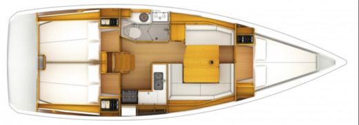 Sailboat Jeanneau Sun Odyssey 389 Boot Grundriss
