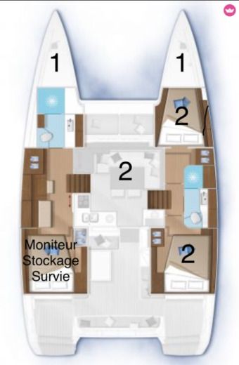 Catamaran Lagoon 40 Avec skipper Plattegrond van de boot