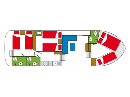 Houseboat Friesland Boating Kundum NL Kormoran 1260 Boot Grundriss