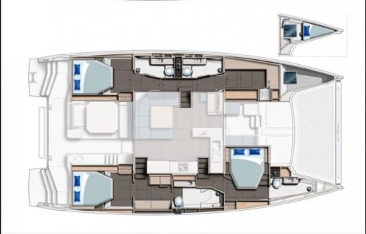 Catamaran Robertson & Caine Léopard 50 Plattegrond van de boot