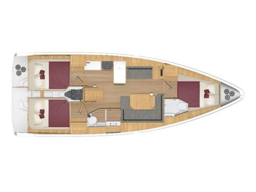 Sailboat  Bavaria C38 /3cab Plano del barco