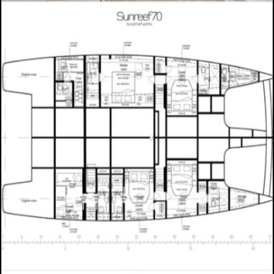 Catamaran  Sunreef 70 boat plan
