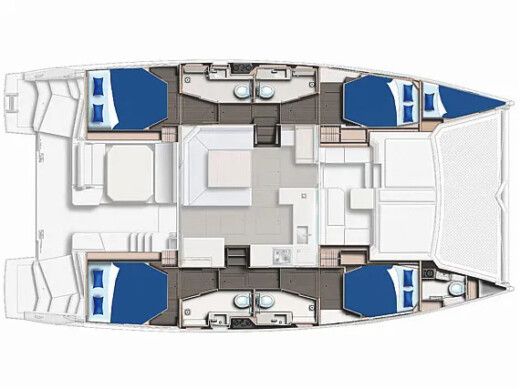 Catamaran  Sunsail 454L Boot Grundriss
