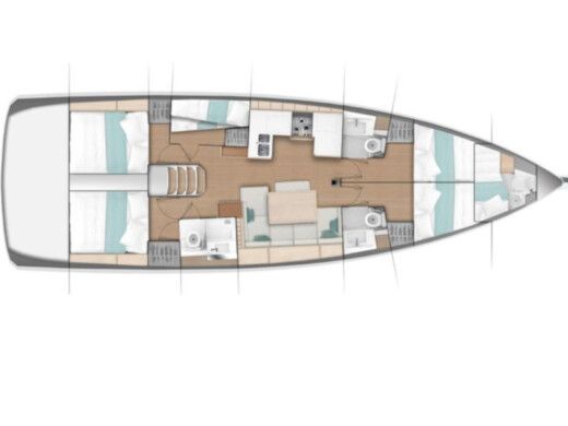 Sailboat Jeanneau Sun Odyssey 490 Plattegrond van de boot