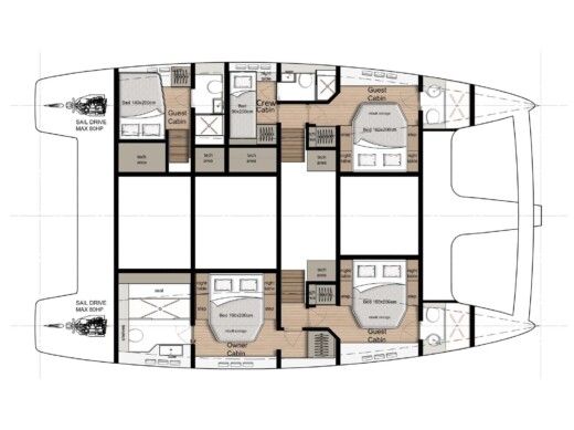 Catamaran Sunreef Sunreef 50 Plattegrond van de boot
