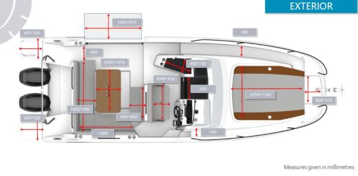 Motorboat Beneteau Flyer 9 Sundeck boat plan
