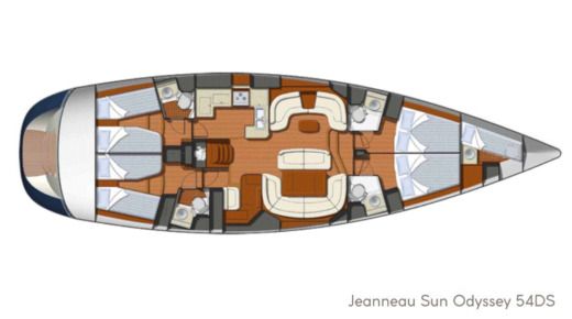 Sailboat Jeanneau Sun Odyssey 54DS Σχέδιο κάτοψης σκάφους