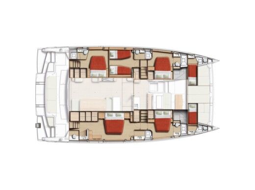 Catamaran  Bali 5.8-5 cabin boat plan