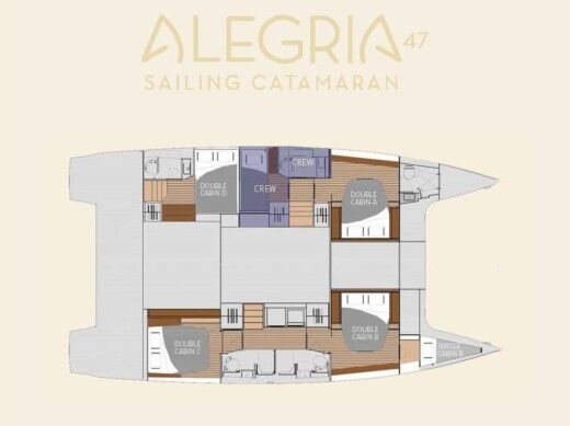 Catamaran Fountaine Pajot Saona 47 Σχέδιο κάτοψης σκάφους