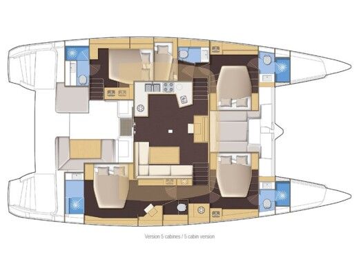 Catamaran  LAGOON 52F Plattegrond van de boot