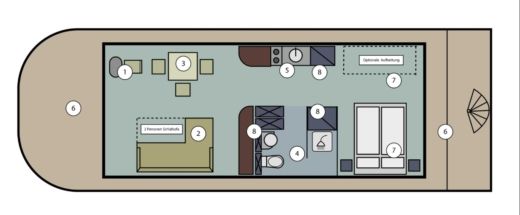 Houseboat Nautlius Vagabund 30 Planimetria della barca