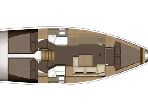 Sailboat DUFOUR 382 Grand Large Plattegrond van de boot