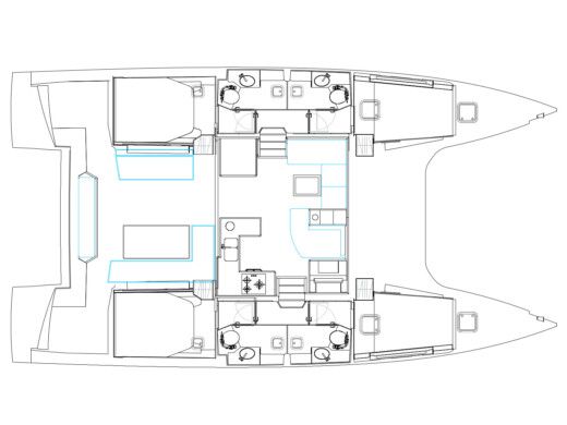 Catamaran  Nautitech 46 Fly Plattegrond van de boot