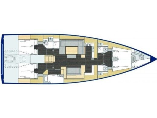 Sailboat  Bavaria C57 Plattegrond van de boot