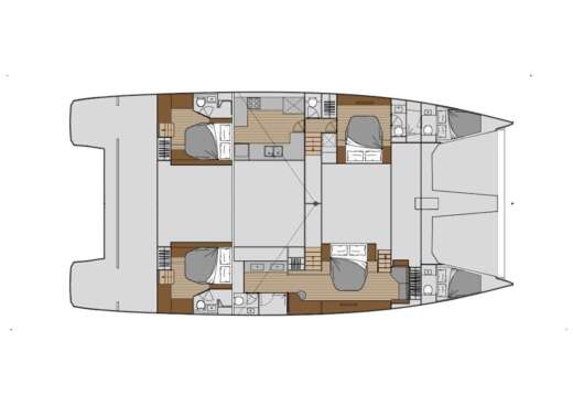 Catamaran Fountaine Pajot Power 67 Plattegrond van de boot