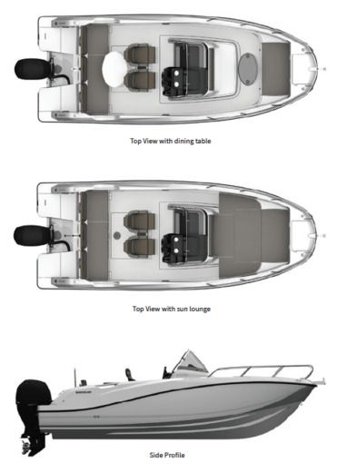 Motorboat Quicksilver Activ 675 Open Plattegrond van de boot