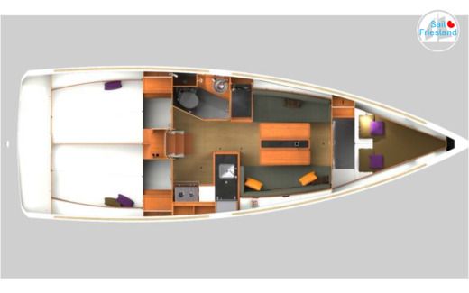 Sailboat Jeanneau Sun Odessey 349 Plan du bateau