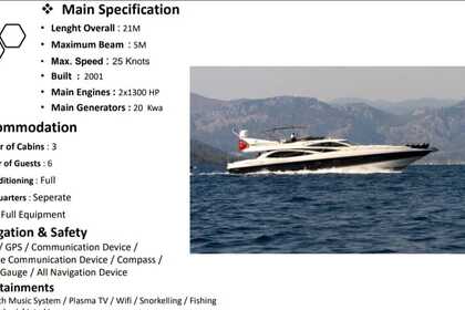 Charter Motorboat LUXURY MOTOR YACHT 21M SUNSEEKER 64 Marmaris