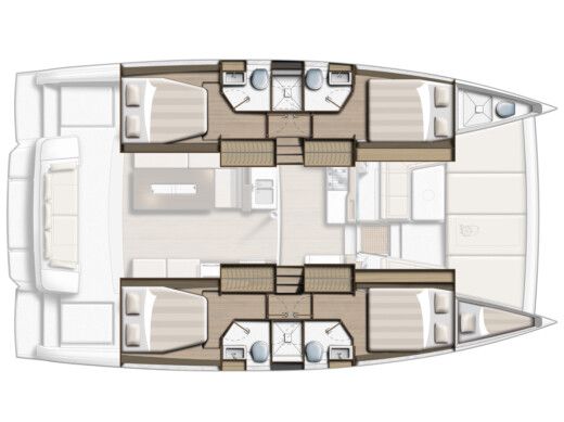Catamaran  Bali 4.2 Plattegrond van de boot
