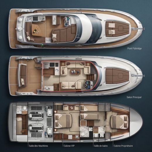 Motorboat Prestige Prestige 520 Boot Grundriss