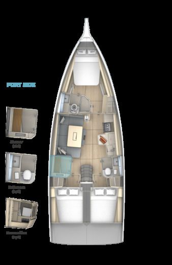 Sailboat Dufour 41 Plattegrond van de boot