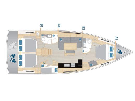 Sailboat  Hanse 460 Owners Boat layout
