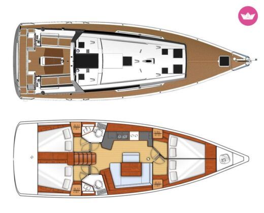 Sailboat Beneteau Oceanis 45 Plattegrond van de boot