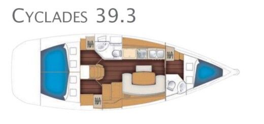 Sailboat Beneteau Cyclades 39.3 Plattegrond van de boot