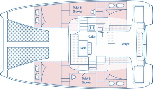 Catamaran Catamaran all inclusive with water toys Boot Grundriss
