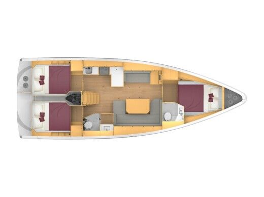 Sailboat  Bavaria C42 Plattegrond van de boot