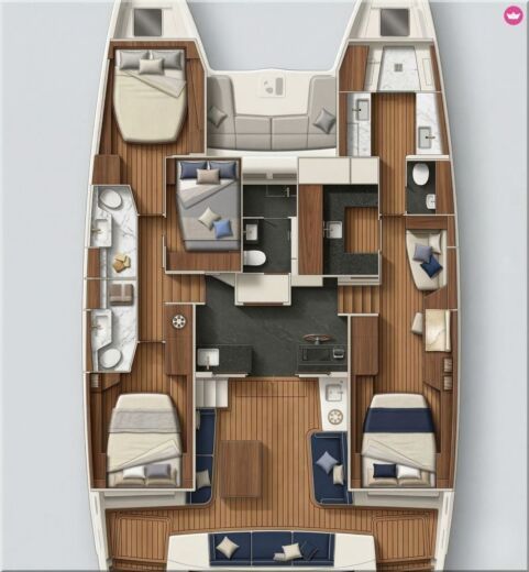 Catamaran Lagoon 51 Boot Grundriss