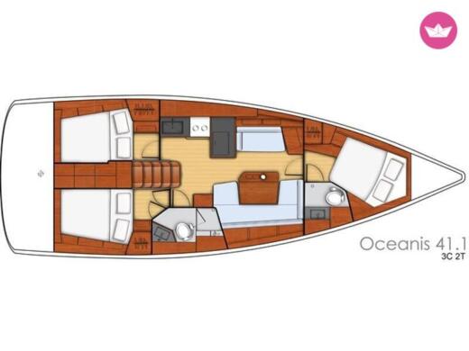 Sailboat Beneteau Oceanis 41.1 Plattegrond van de boot
