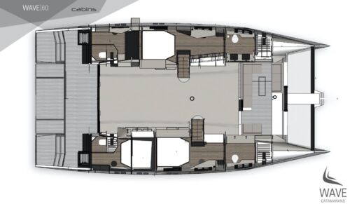 Catamaran Wave Catamarans Wave 60 Boot Grundriss