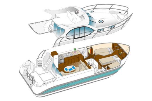 Motorboat Nicols Quatro B+ Σχέδιο κάτοψης σκάφους