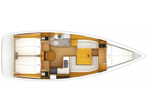Sailboat  Sun Odyssey 379 Plattegrond van de boot