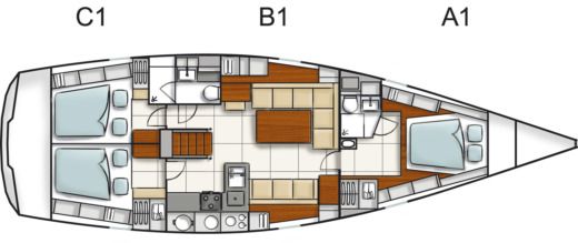 Sailboat Hanse Hanse 470e Boot Grundriss