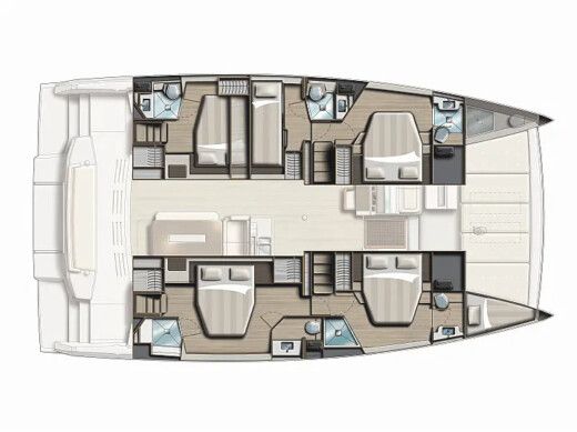 Catamaran  Bali 4.8  Plattegrond van de boot