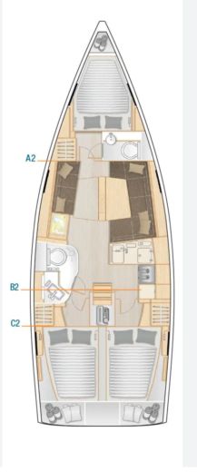 Sailboat Hanse 388 Boot Grundriss