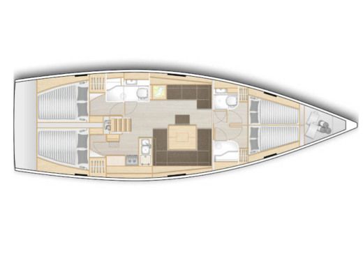 Sailboat Hanse 458 Plattegrond van de boot