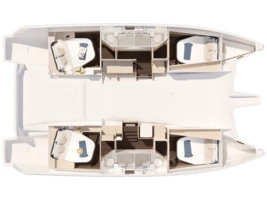 Catamaran Fountaine Pajot FP 44 Plattegrond van de boot