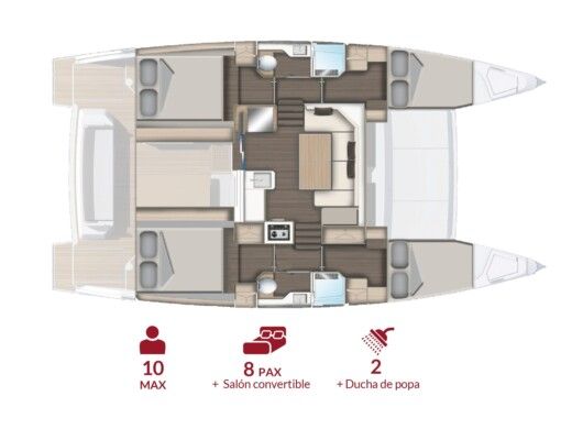 Catamaran  AVENTURA 37 Boat layout