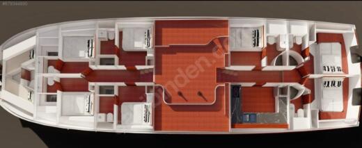 Gulet Blue Cruise Wi̇th 24M 6 Cabi̇n Luxury Gulet 2022 Planimetria della barca